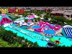 Pink Color Inflatable Water Playground 20*15m For Summer Feeling